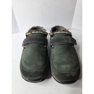 Merrell Encore Q-Form Green Suede Knit Faux Fur Trim Clog Slides Womens 10.5in